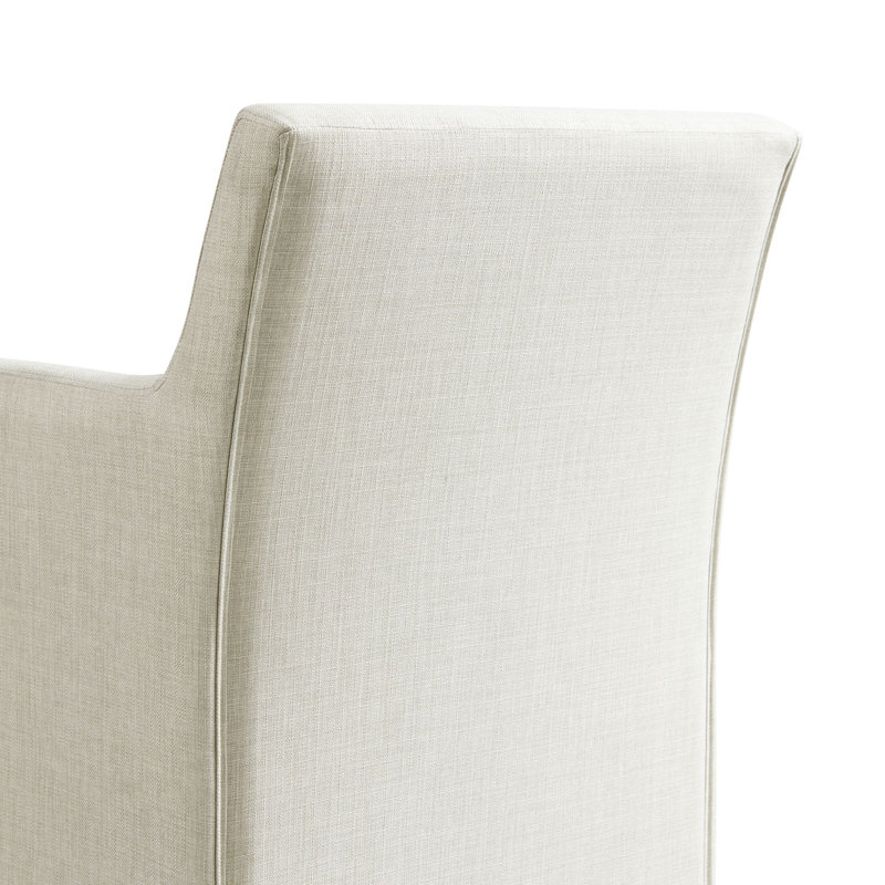 Transitional Gray Upholstered Wood Arm Chair with Casters