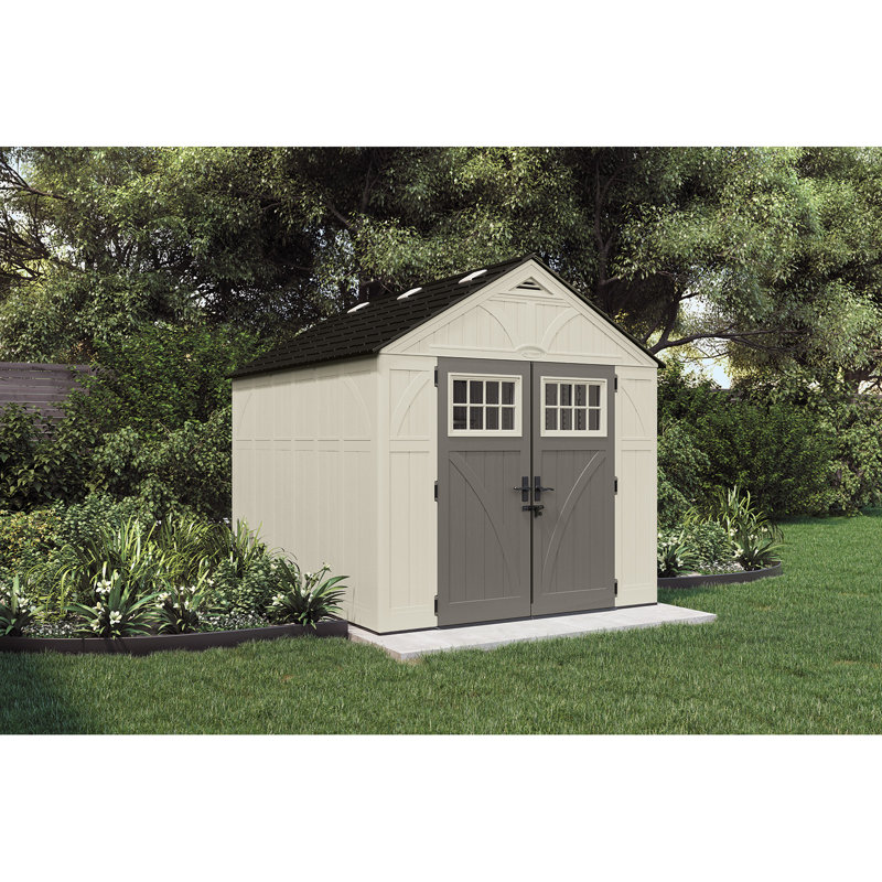 Suncast 100.5 in. W x 122.25 in. D Resin Storage Shed with Reinforced Floor and Double Doors, Made in the USA