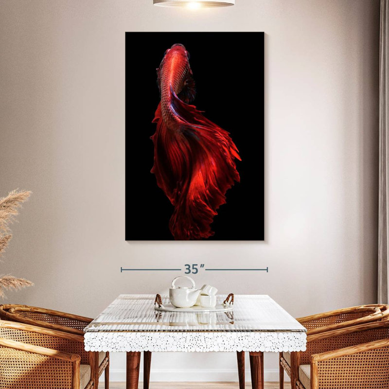 Brampt Bright Red Betta Fish, 51" H x 34" W