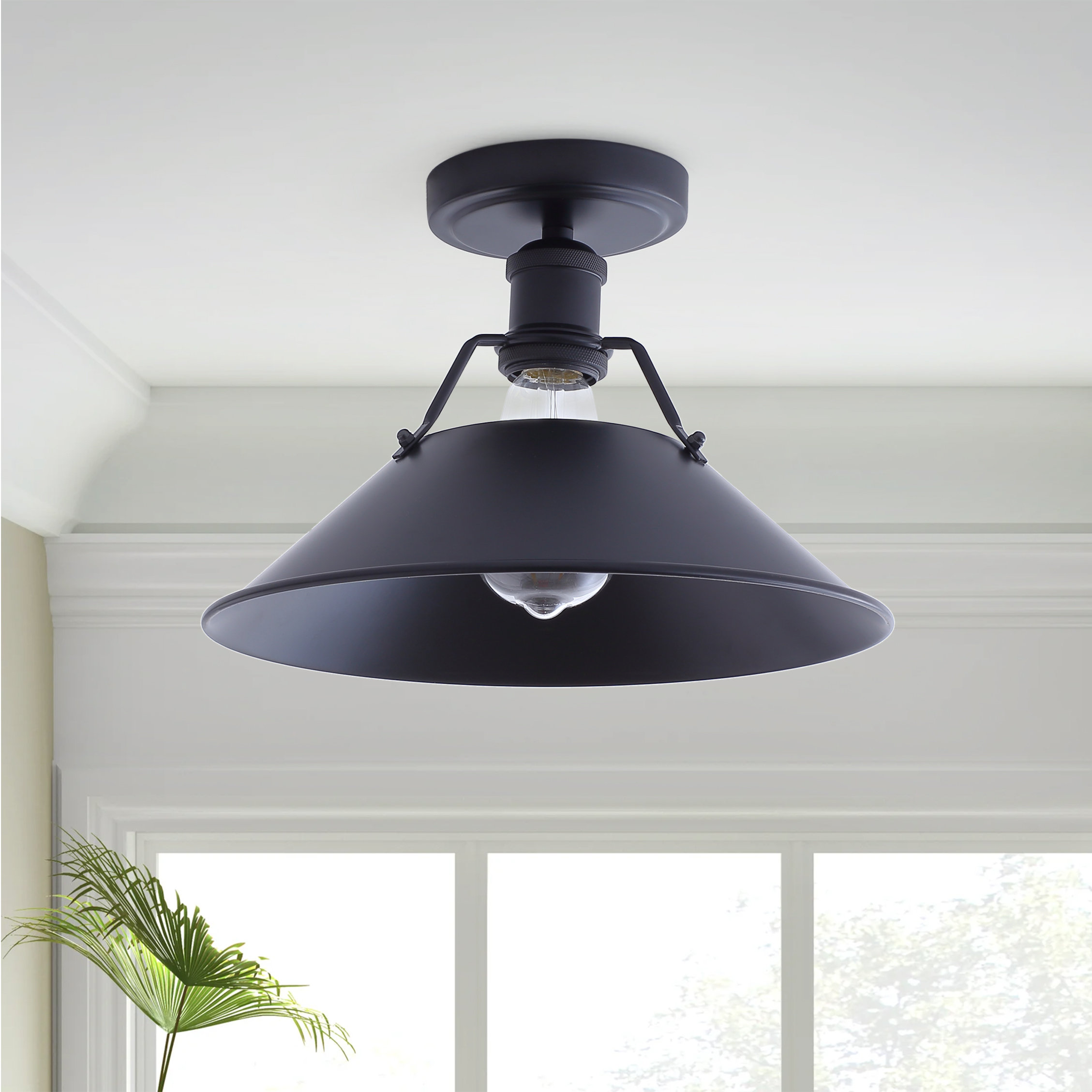 Longshore Tides 1-Light Black Finish Semi-Flush Mount Light & Reviews ...
