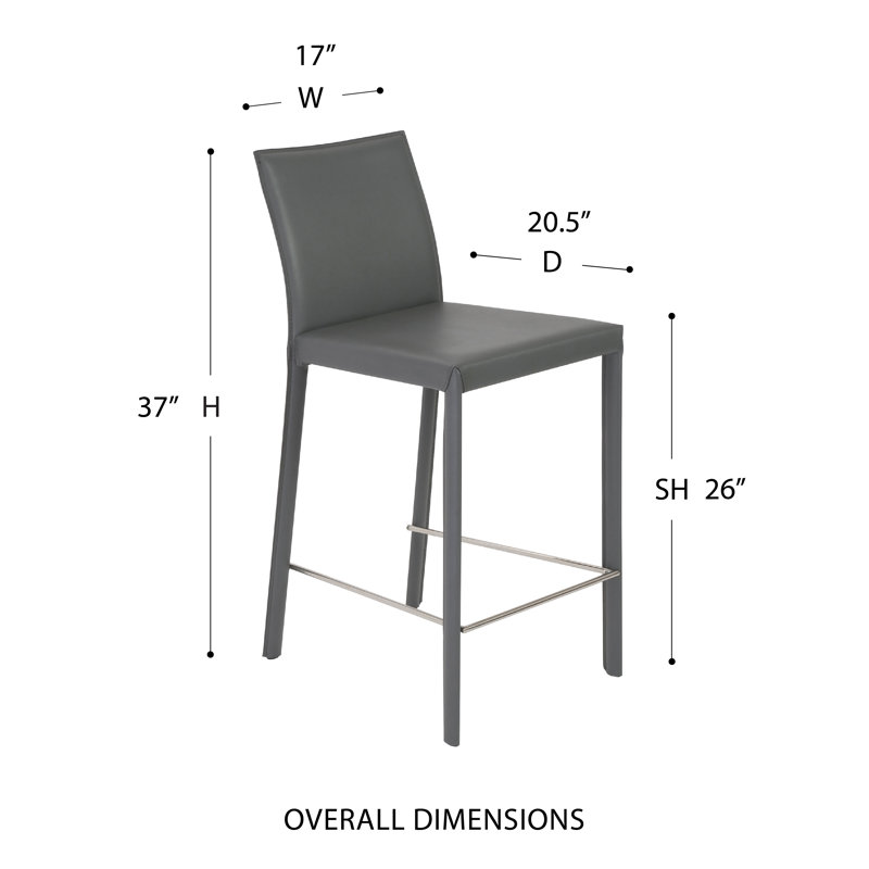 Gilson Upholstered Counter Stool, Grey Faux Leather, Counter Stool (26" Seat Height)