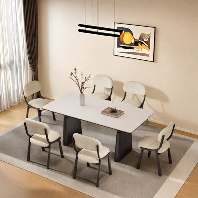 Retro Rectangular Rock Slab Dining Table Sets.