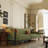 Mid-Century Cream Green Chenille Solid Sofa