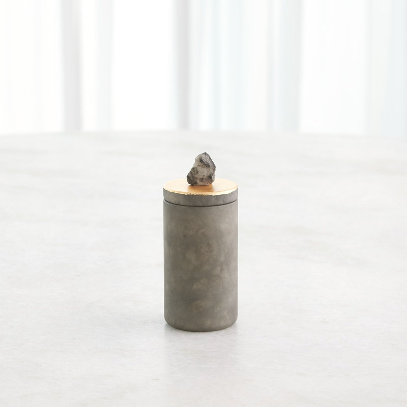Quarry Jar-Grey/Gold Leaf-Sm, 5.25" H x 2.25" W x 2.25" D