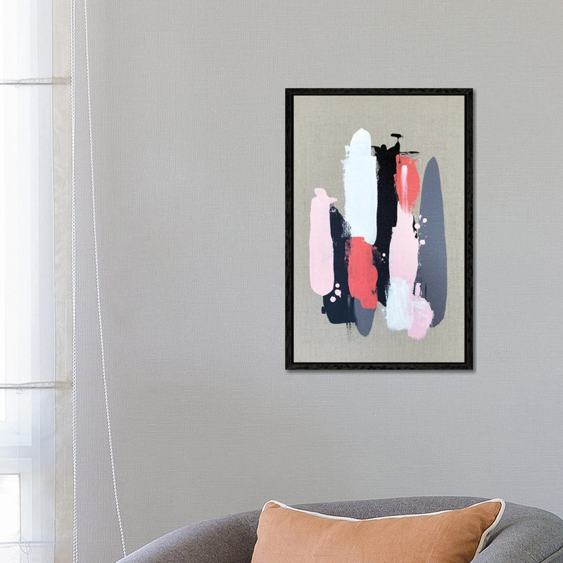 Pink Black And Grey II - Print on Canvas, Black Framed, 66.04 cm H x 45.72 cm W