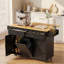 Îlot de cuisine avec abattant, armoire à poubelle basculante, chariot de cuisine roulant, armoire de rangement avec tiroirs, plateau en bois d'hévéa.-1948251530-1948252128