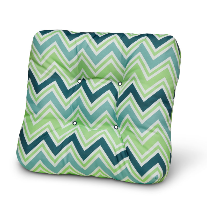 Outdoor 5'' Dining Chair Seat Cushion, Mint Marine Chevron