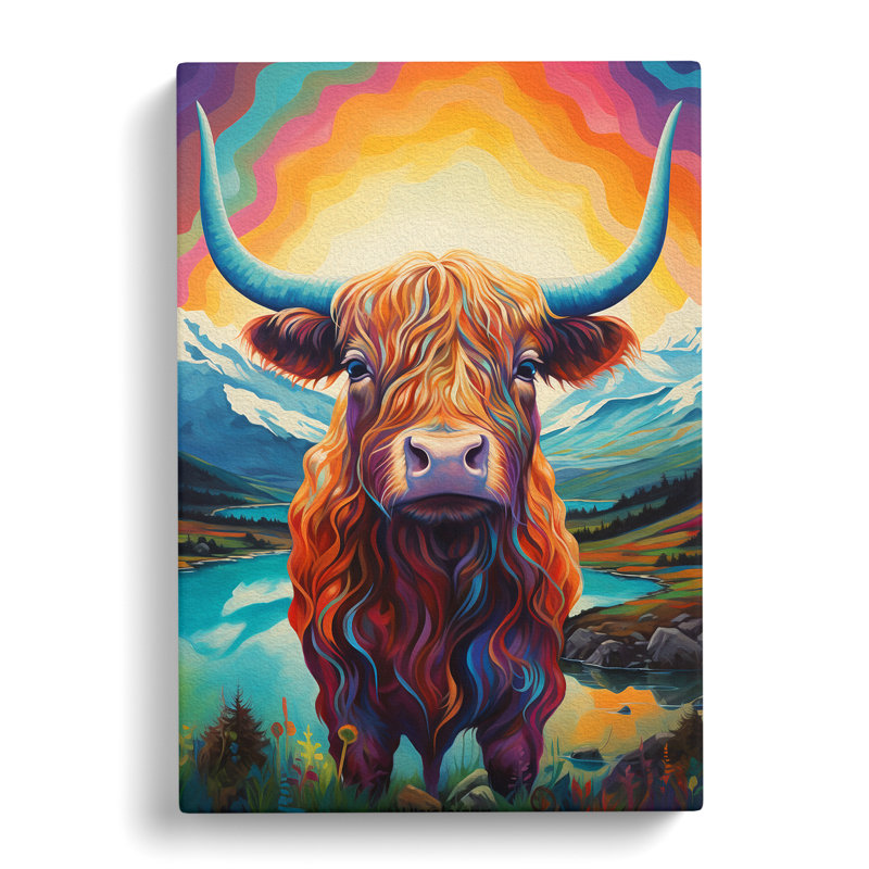 Highland Cow Futurism No.2 - Wrapped Canvas, 76cm H x 50cm W x 3cm D