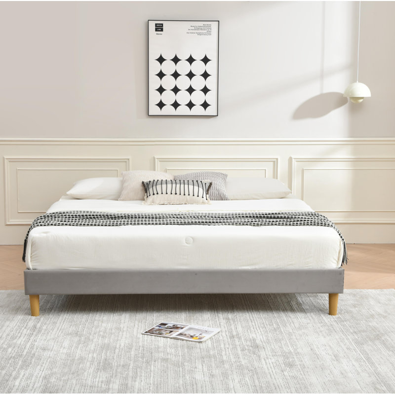Upholstered Platform Bed, Grey, King