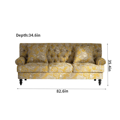 Canapé simple en bois massif jaune de 82,6 po