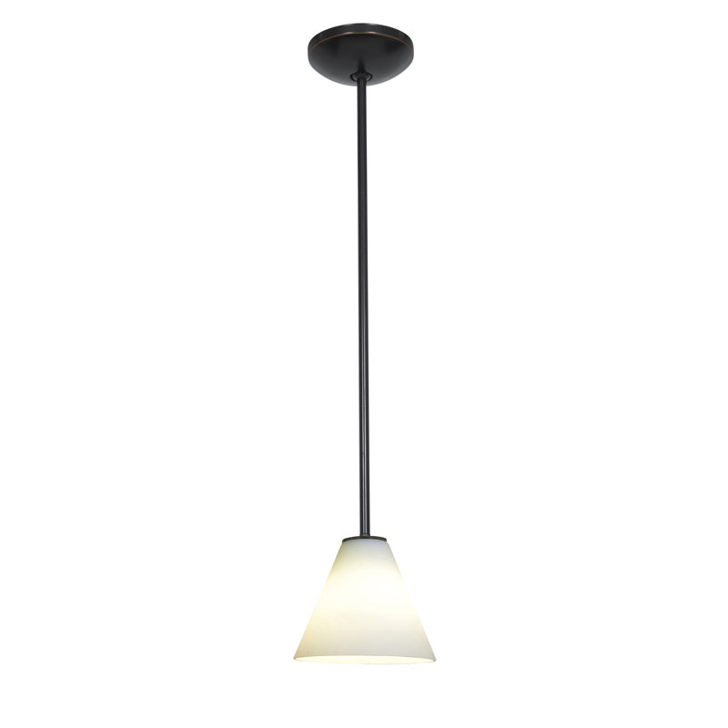 Cathey 1 - Light Single Pendant, White, Oil Rubbed Bronze, Rod