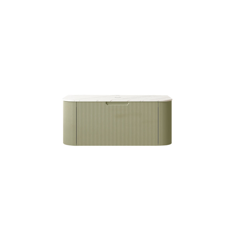 Armoire murale 36 po avec tiroir et comptoir en marbre artificiel blanc, robinet sans vasque, armoire en contreplaqué, panneaux rayés de style français 3D, poignée rainurée, système silencieux d'amortissement à fermeture en douceur,