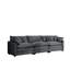 Canapé modulaire Mid-Century 3 places avec 2 accoudoirs et 3 coussins, tissu modulaire gris en velours côtelé de salon-367069852