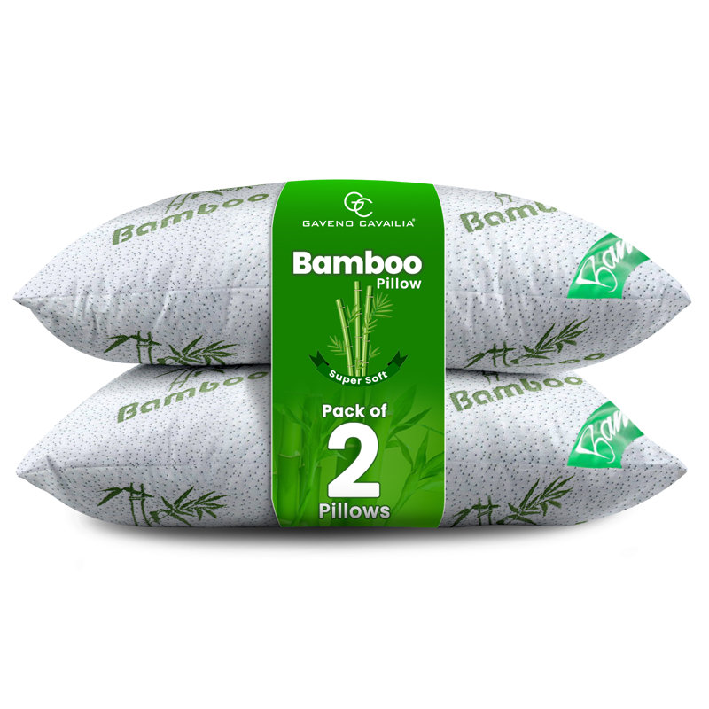 Bamboo Pillow with Shredded Memory Foam Filling, Hypoallergenic Cushion for Pressure Relief Neck Support, White
