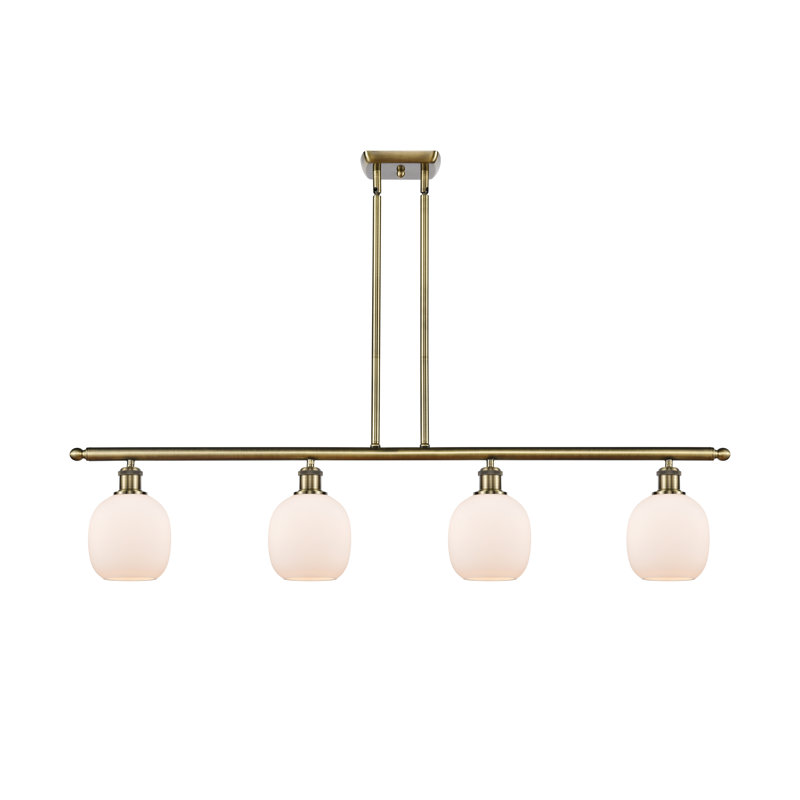Luminaire suspendu pour îlot de cuisine 4 lumières linéaires Gertrude, Blanc mat, DEL