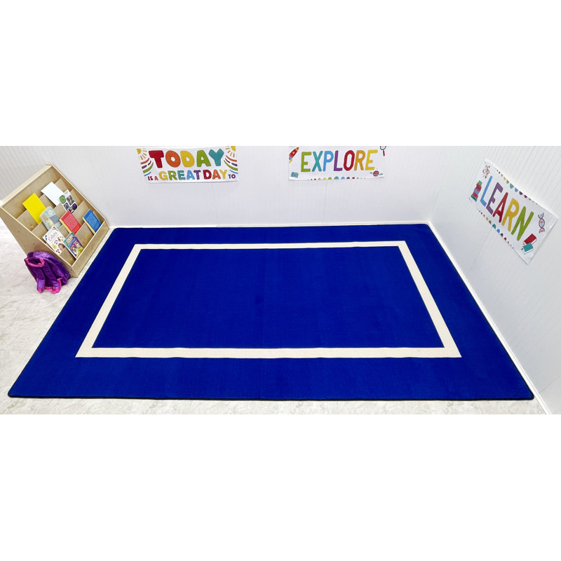 Tapis de classe Montessori bleu et crème KidCarpet.com, rectangle de 2,29 m x 3,66 m, Rectangle 7 pi 6 po x 12 pi