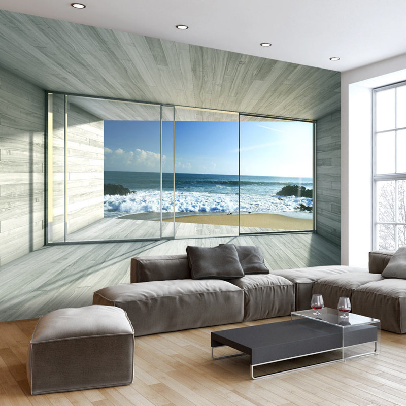 Murale Rubicon, Gris, Peel & Stick, 96" L x 135" W