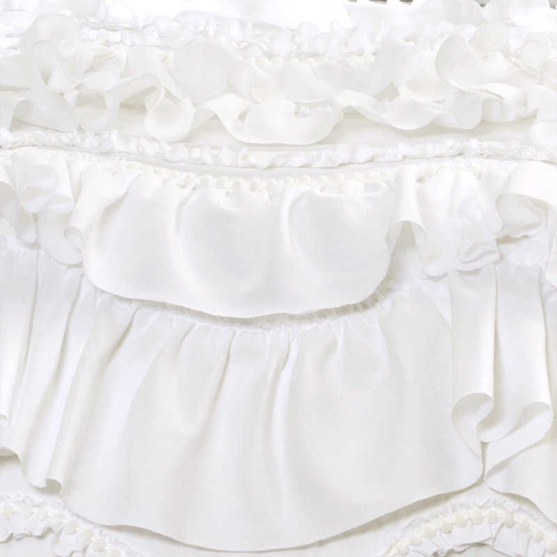 White Ruffled Microfiber Twin Quilt Set with Pom Pom Trim