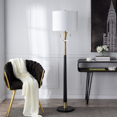 Langston Floor Lamp - Larson Gold & Black - White Shade