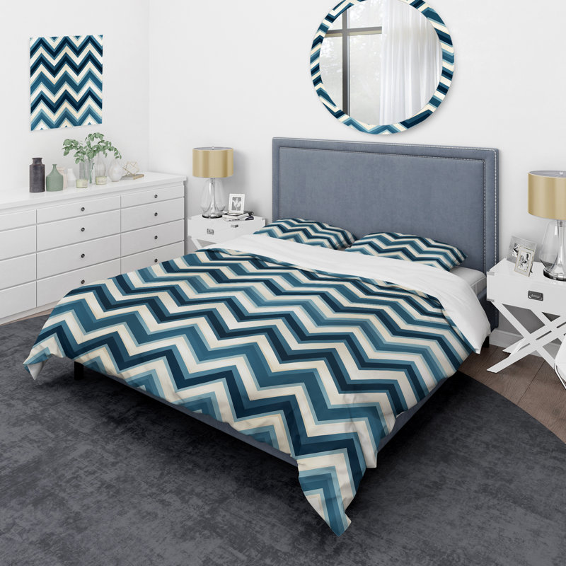 Ensemble de housse de couette en microfibre bleu et blanc, Housse de couette pour très grand lit et 2 très