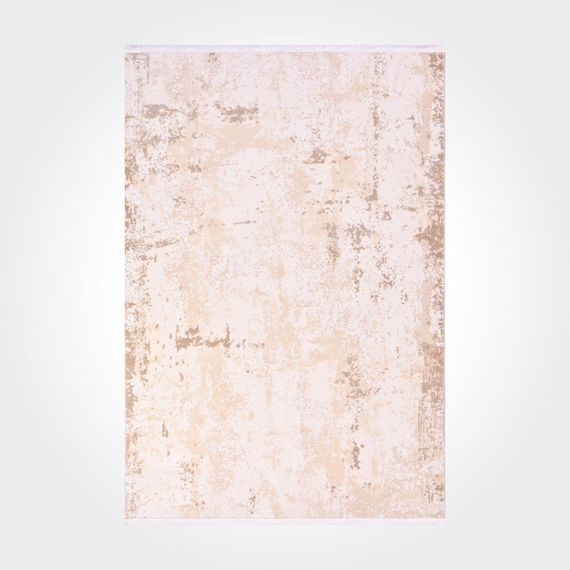 Tapis crème moderne antidérapant lavable à la machine, Rectangle 4 pi x 7 pi 3 po
