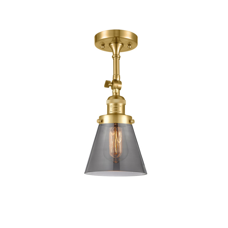 Cone 1 Light Sconce, 60 Watt Vintage Incandescent Bulb, Smoked, Satin Gold