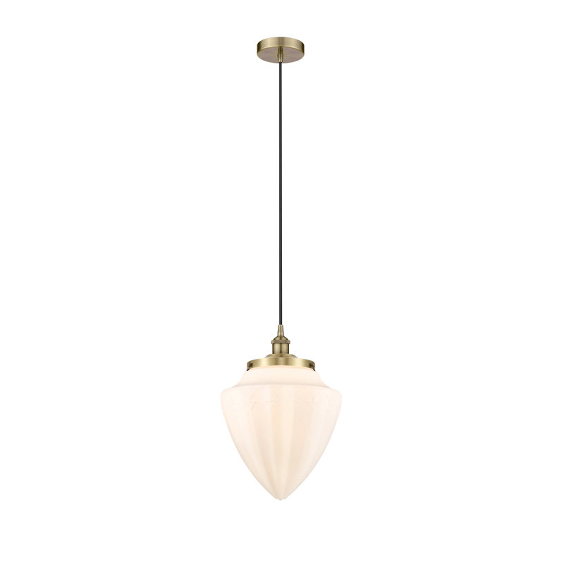 Myland 1 - Light Single Pendant, Antique Brass, Matte White, 17" H x 12" W x 12" D