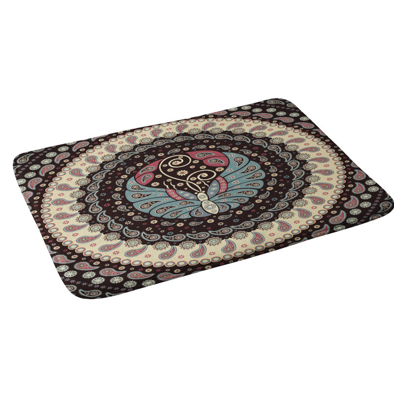 Tapis pour salle de bain mandala papillon belle13