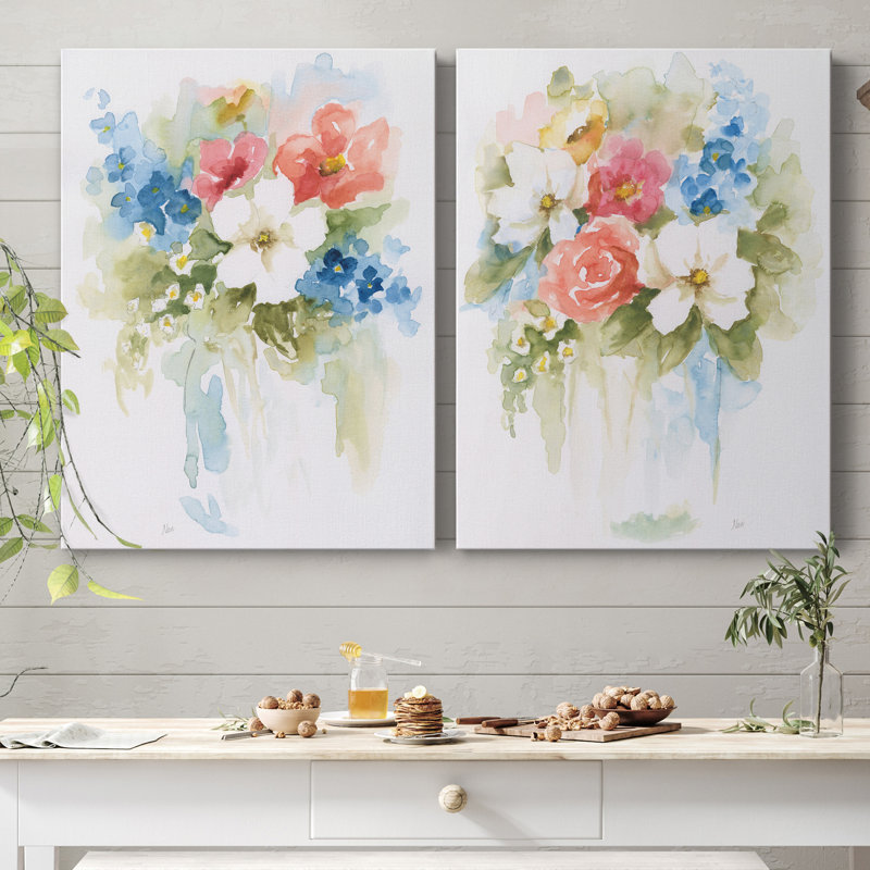 «Spring Medley I», ensemble de 2 reproductions d'art, H 32 po x l 48 po x P 1 po, Toile tendue, Pas de tapis