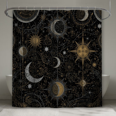 Celestial Sun Moon Shower Curtains Extra Long