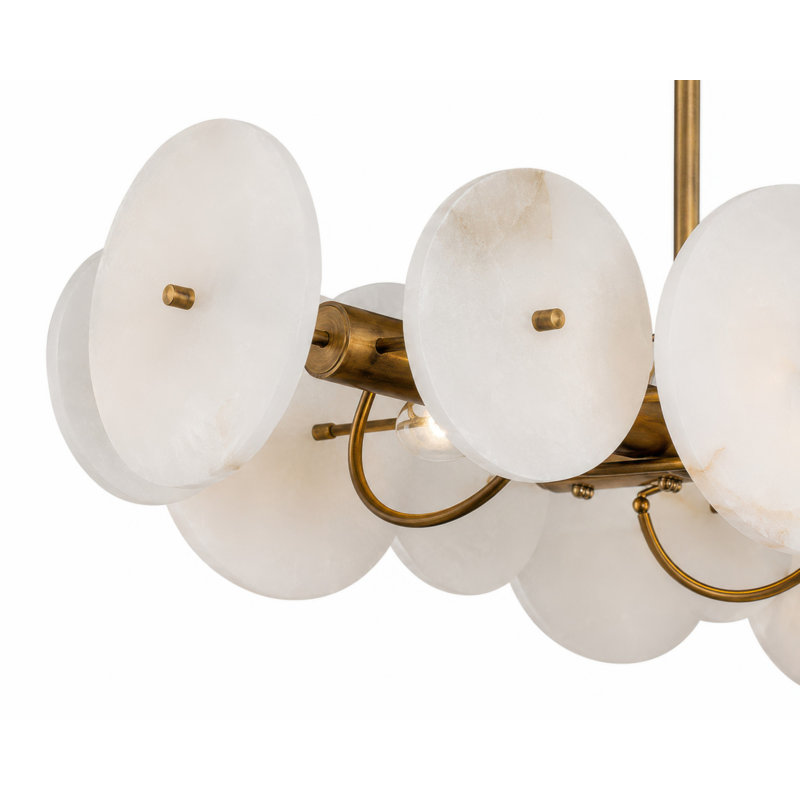 Luminaire suspendu linéaire 10 lumières Cosmos, Doré havane