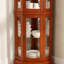 Vitrine de coin avec lumières, tablettes réglables en verre trempé, dos en miroir, vitrine (ampoule E26 non incluse)-133255444-133255446