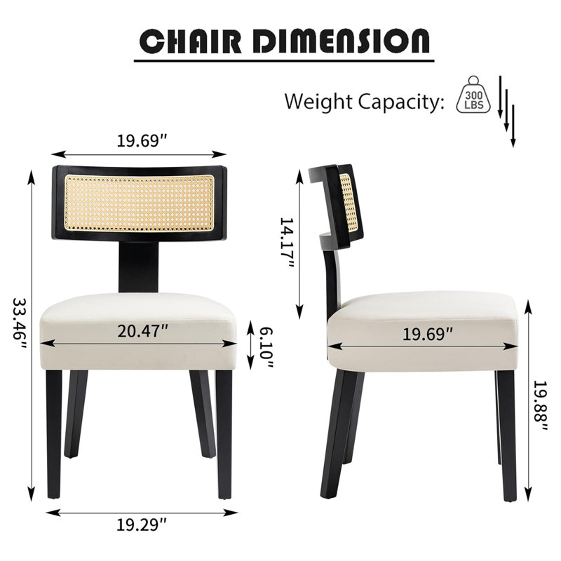 Caoimhan Fabric Side Chair Dining Chair, White, Black