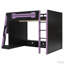 Lit mezzanine en bois avec bureau, tablettes et éclairage RVB-131274569