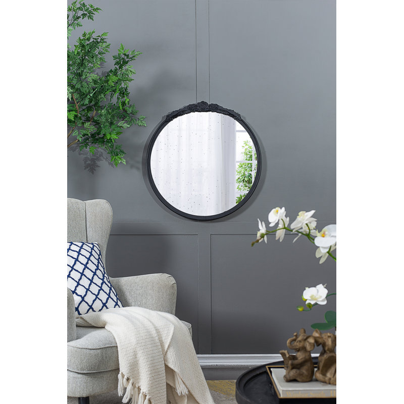 Cadre de miroir antique 30 po x 30 po, Noir