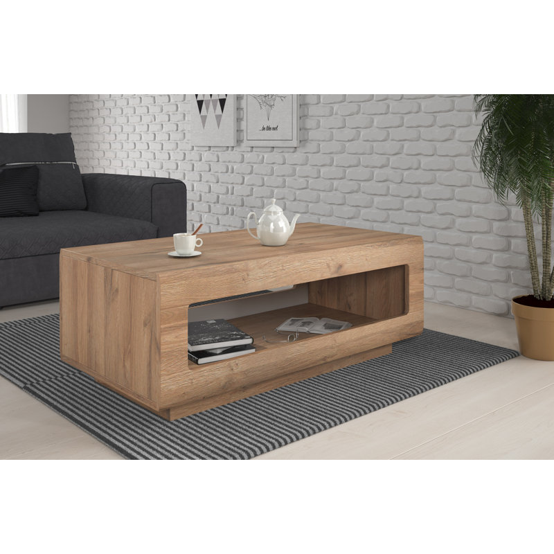Aimes Block Coffee Table with Storage, Oak