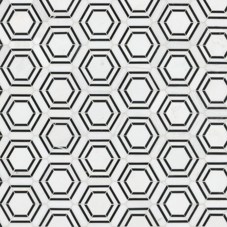 Bianco Dolomite 11" x 13" Polished Marble Mesh-Mounted Mosaic Sheet Tile