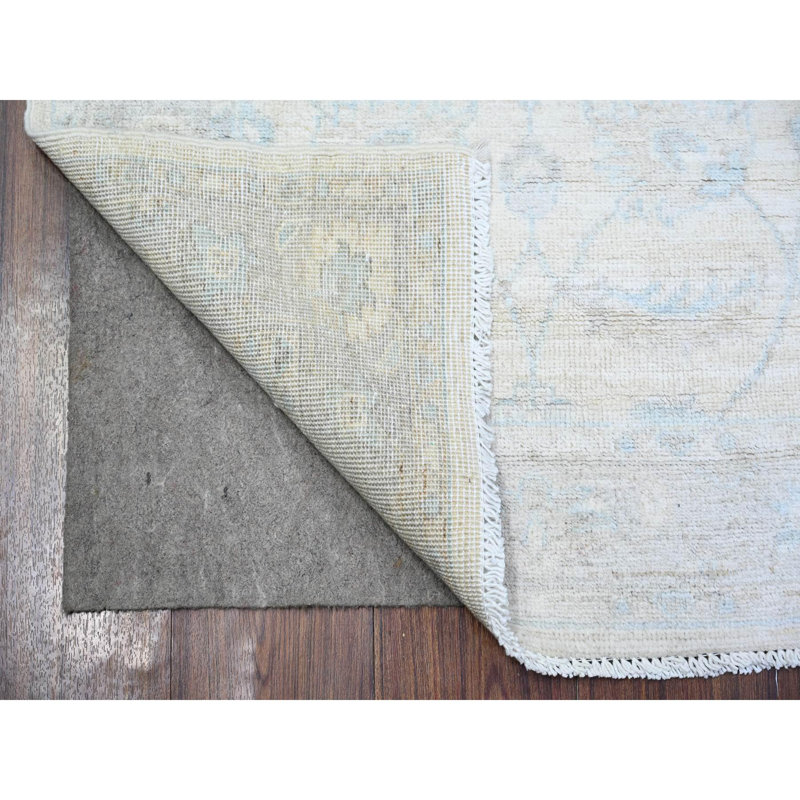 Tapis de couloir 2 pi 7 po x 10 pi en laine gris blanc noué à la main Peshawar délavé 18F68A5F4B944C1ABCFB5DA29520E675