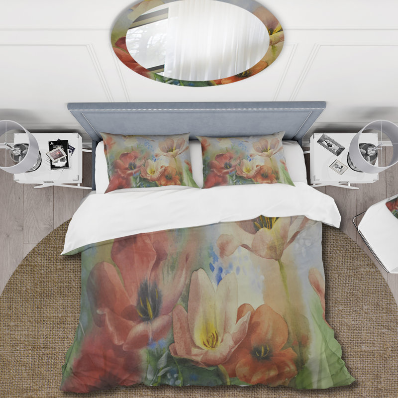 Red Microfiber Duvet Cover Set, Queen Duvet Cover + 2 Standard Shams