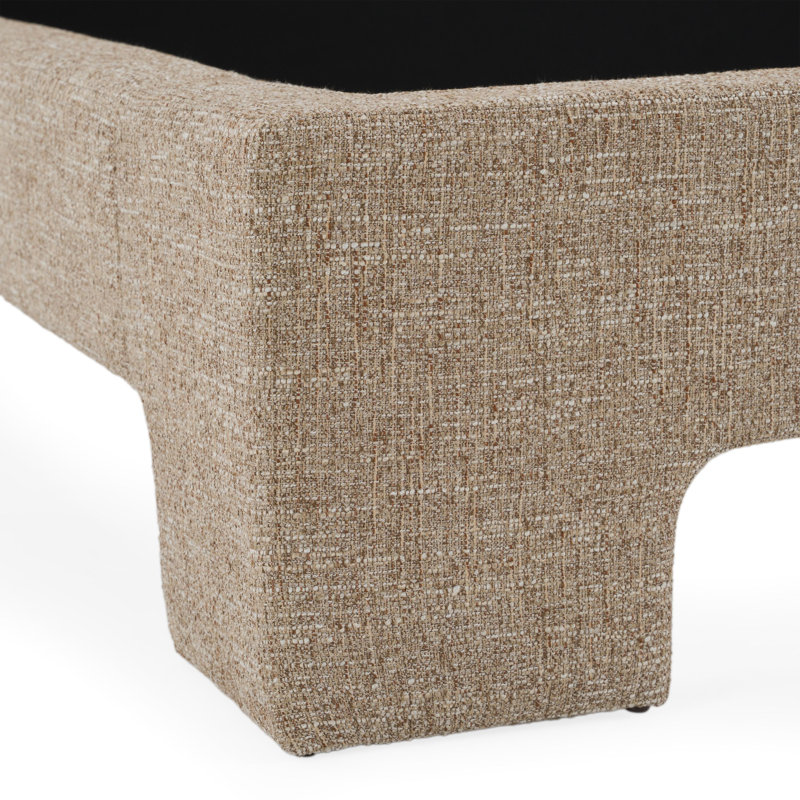 Emilio - Lit en tissu beige moderne, Très grand