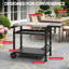 Chariot de barbecue à 3 niveaux en acier inoxydable - Support de four à pizza d'extérieur de 40 po avec roulettes, partie de gril mobile pour le barbecue et la préparation des aliments-122000804