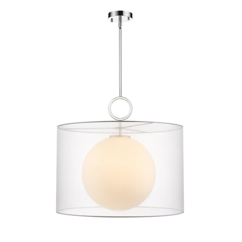 Luminaire suspendu cylindrique à 1 lumière Cayenne, H 22,75 po x l 24 po x P 24 po, Transparent