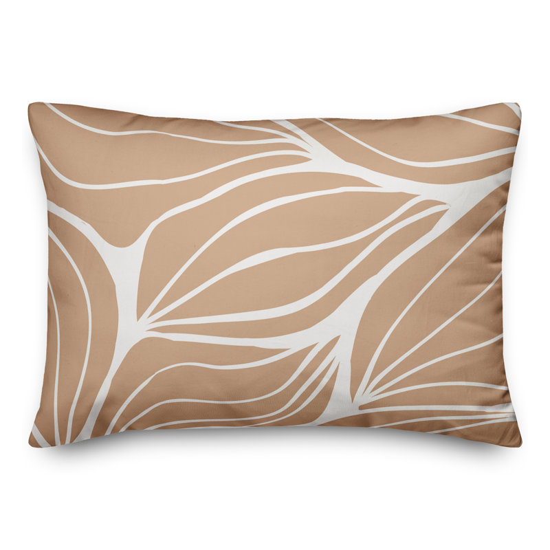 Indoor / Outdoor Floral Pillow Cover and Insert, Tan