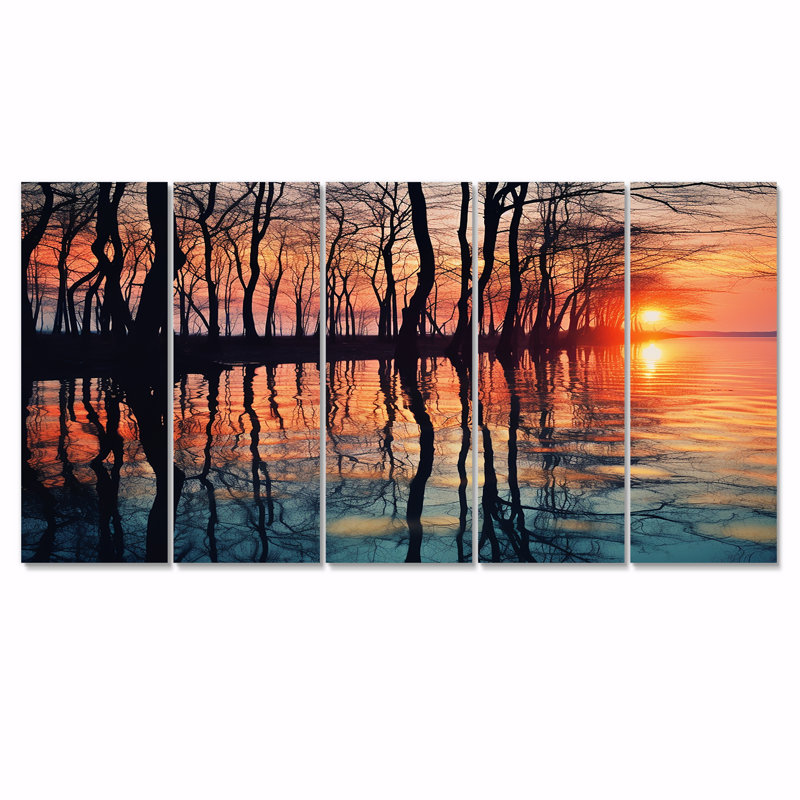 Castleberry - Coucher de soleil, art mural 5 pièces, H 28 po x l 60 po