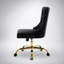 Fauteuil de bureau moderne capitonné en velours avec appui-tête et repose-pieds réglables et piètement en métal doré
