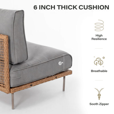 Ensemble de conversation modulaire d'extérieur avec coussins 4 personnes Janski