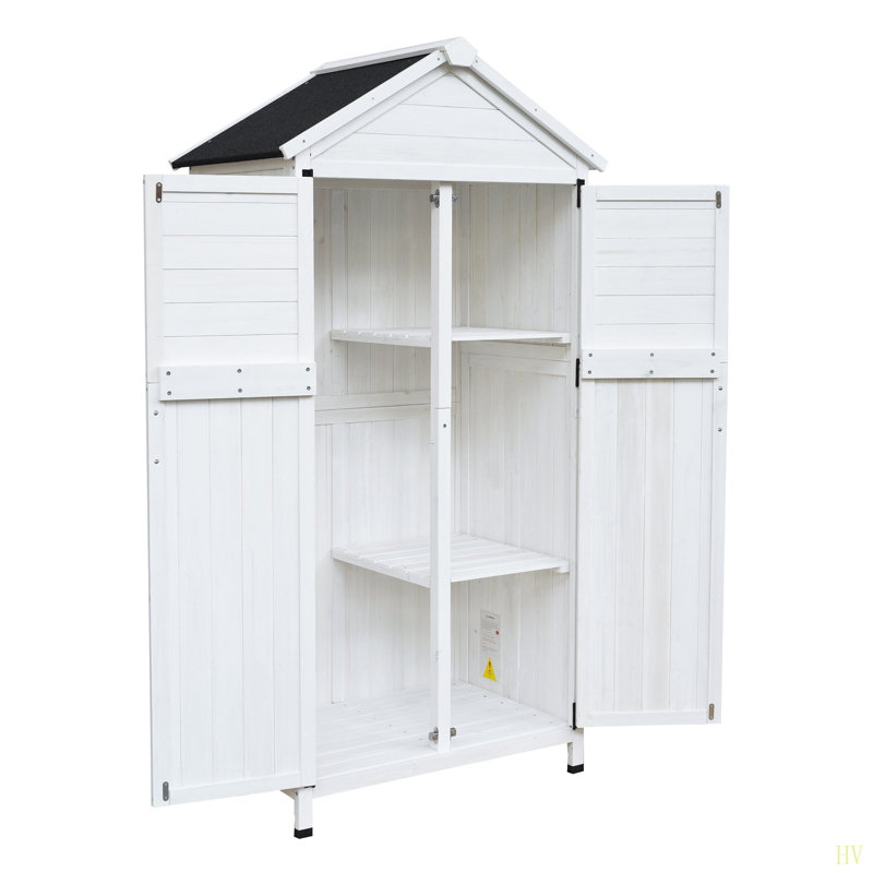67" Fir Wood Storage Shed With Double Doors