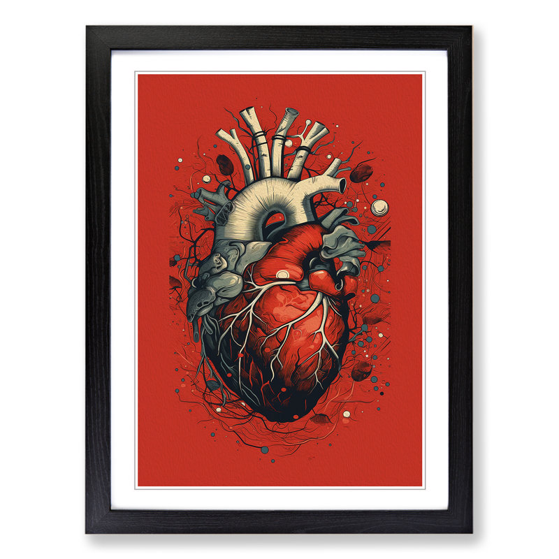 Anatomical Heart Constructivism - Framed Print, Black Framed, 46cm H x 34cm W