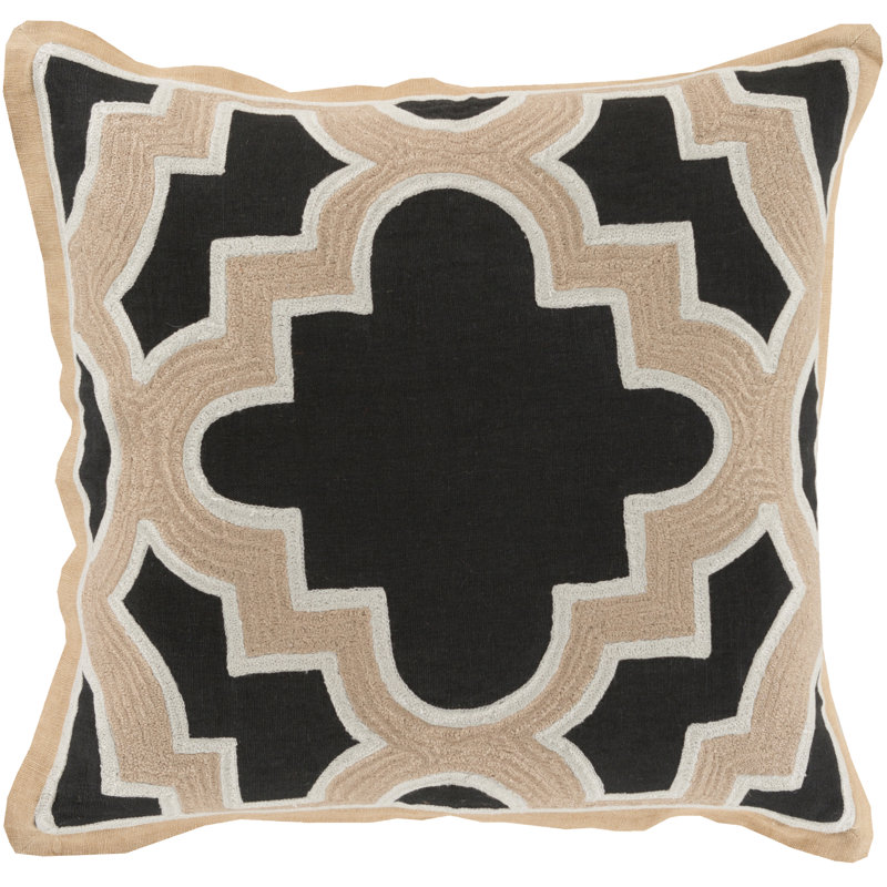 Geometric Cotton Pillow Cover, 18" H x 18" W x 0.25" D, Blue\Brown