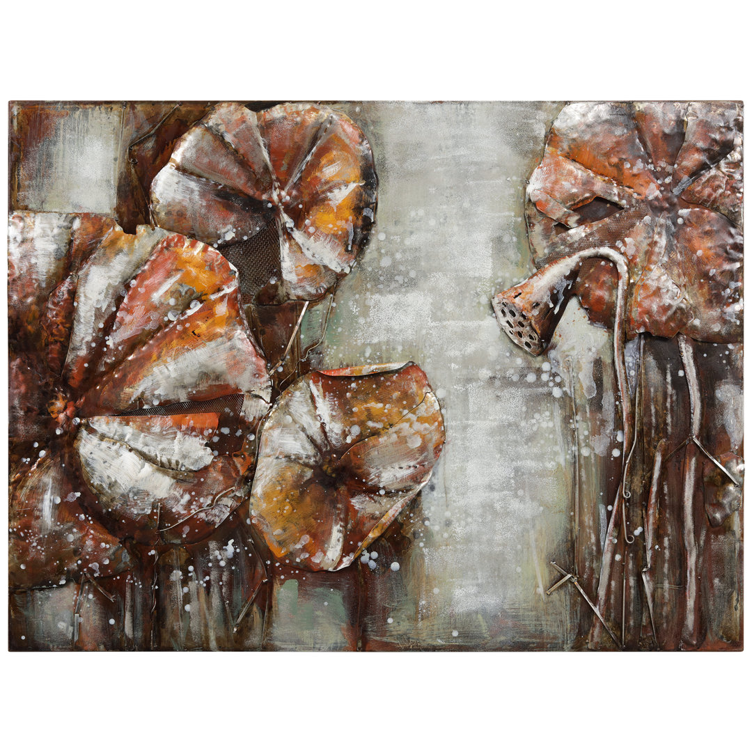 "Water Lilly Pads II" Iron Hand Painted 3D Wall Art Empire Art Direct